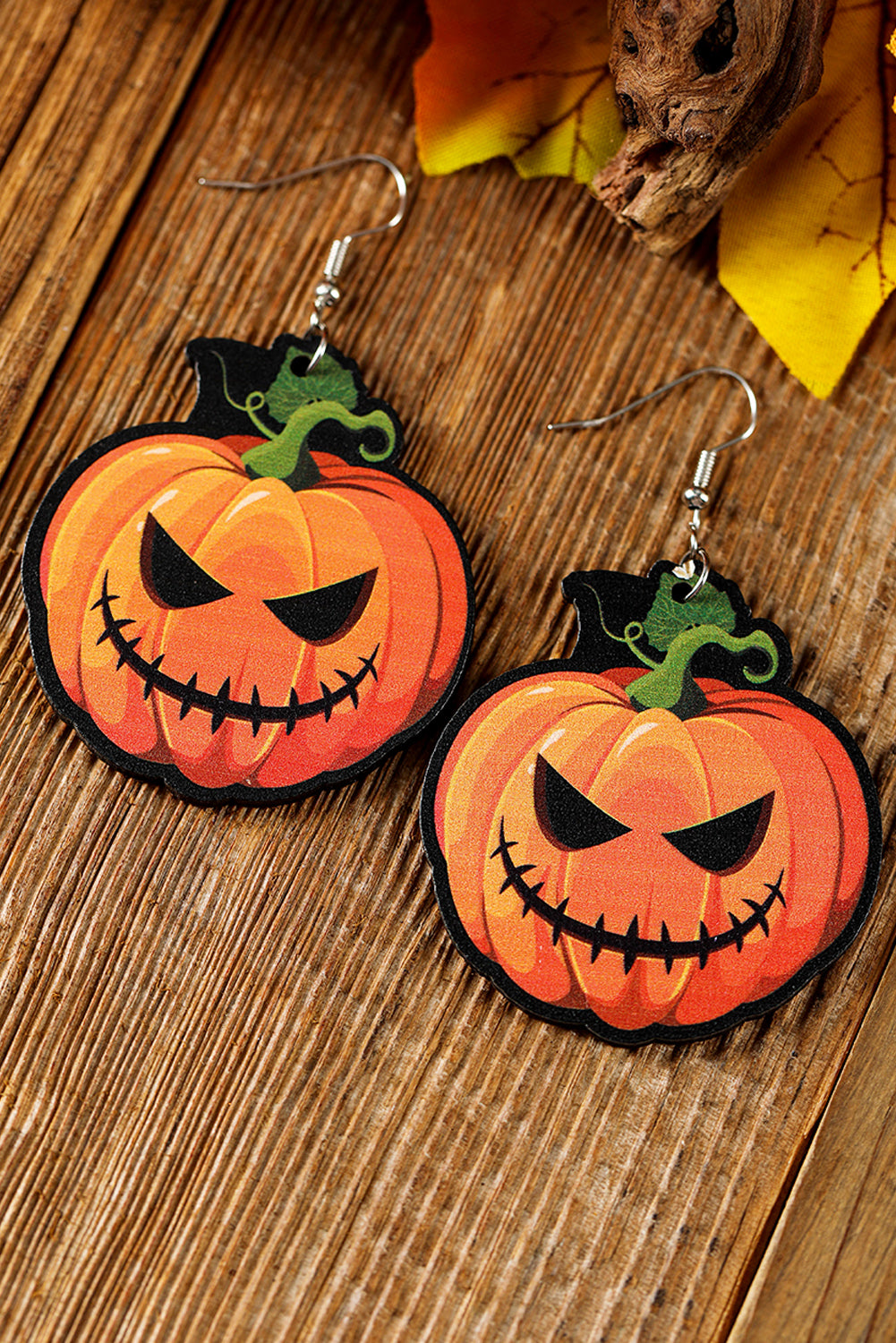 Orange Halloween Pumpkin Hook Earrings