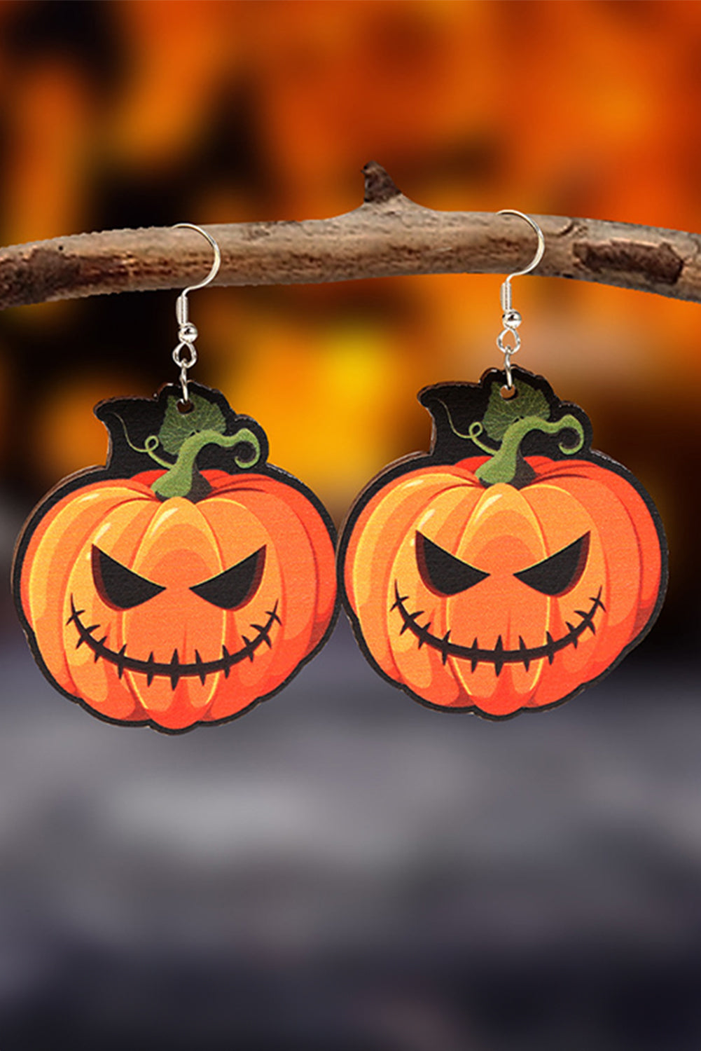 Orange Halloween Pumpkin Hook Earrings