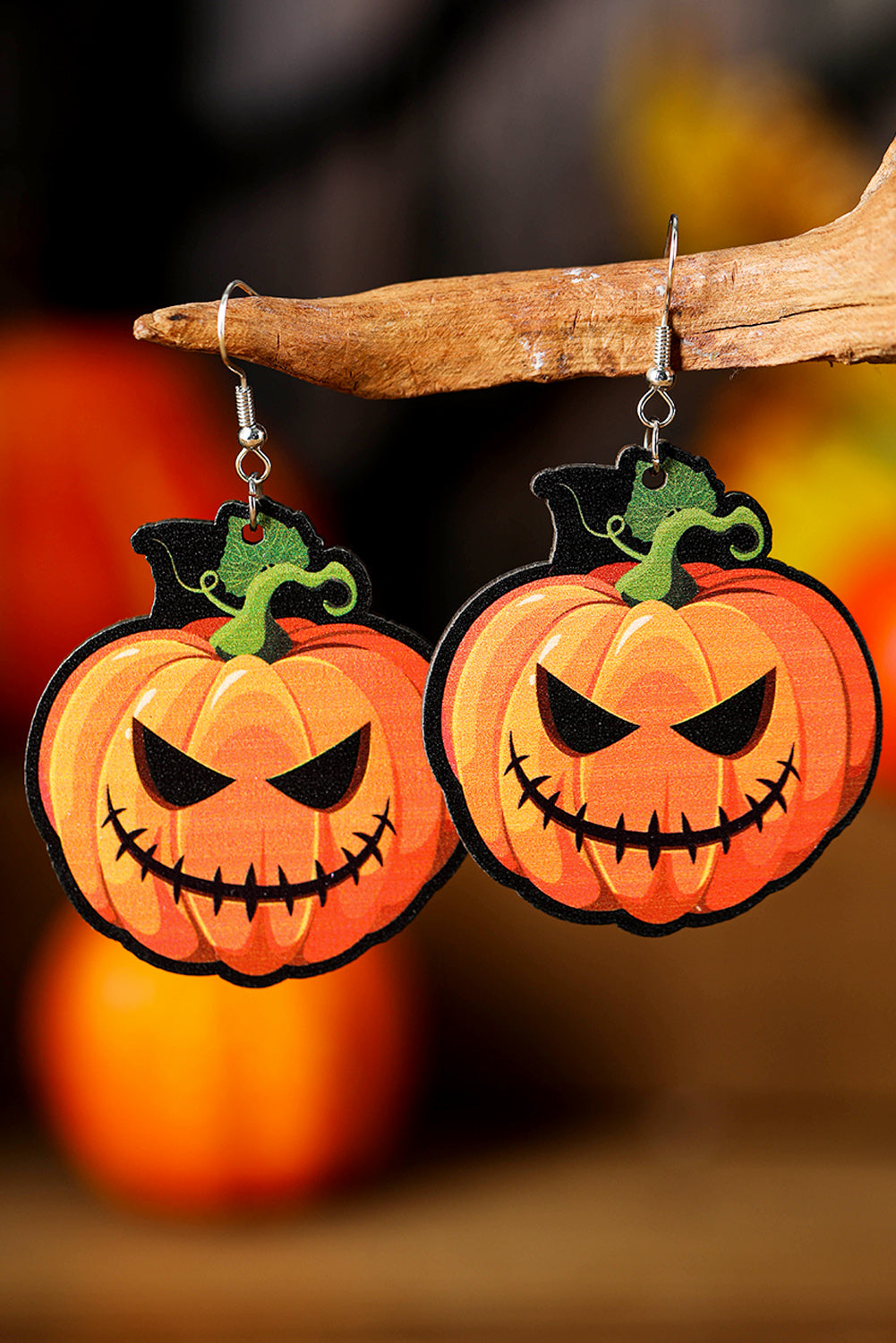 Orange Halloween Pumpkin Hook Earrings