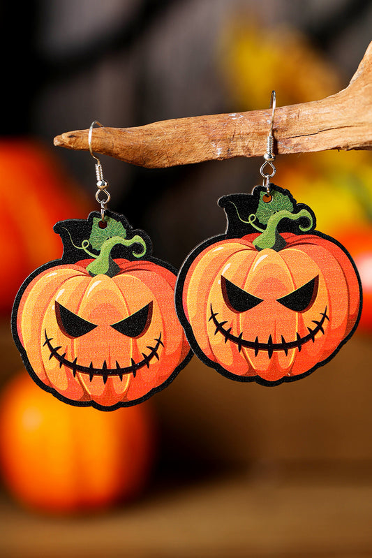 Orange Halloween Pumpkin Hook Earrings