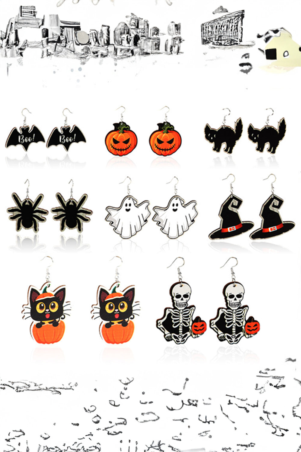 Orange Halloween Pumpkin Hook Earrings