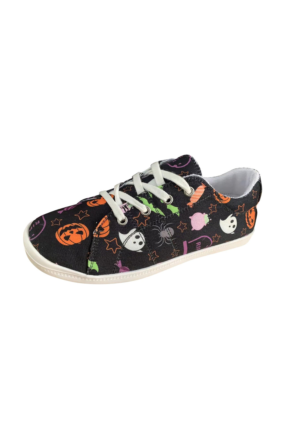 Black Halloween Pumpkin Spider Ghost Print Sneakers